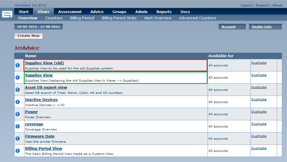 Supplies View new and old