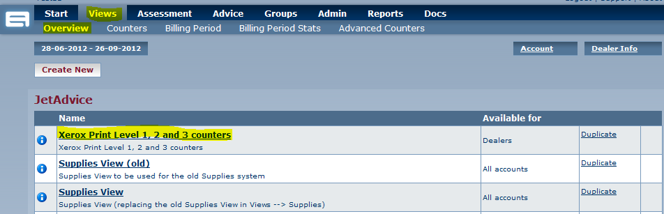 Xerox Level 1, 2 and 3 counters